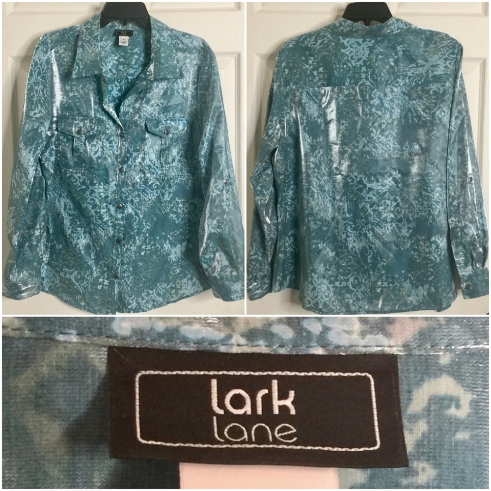 Lark Lane Plus Size 18 Blouse Top Shimmer Blue